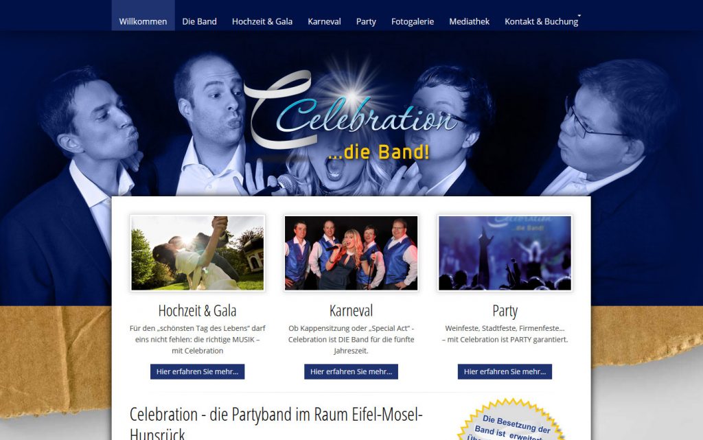 Celebration Musik-Band - Webdesign von Sven Arce de la Cruz - SA Designs in 54523 Hetzerath