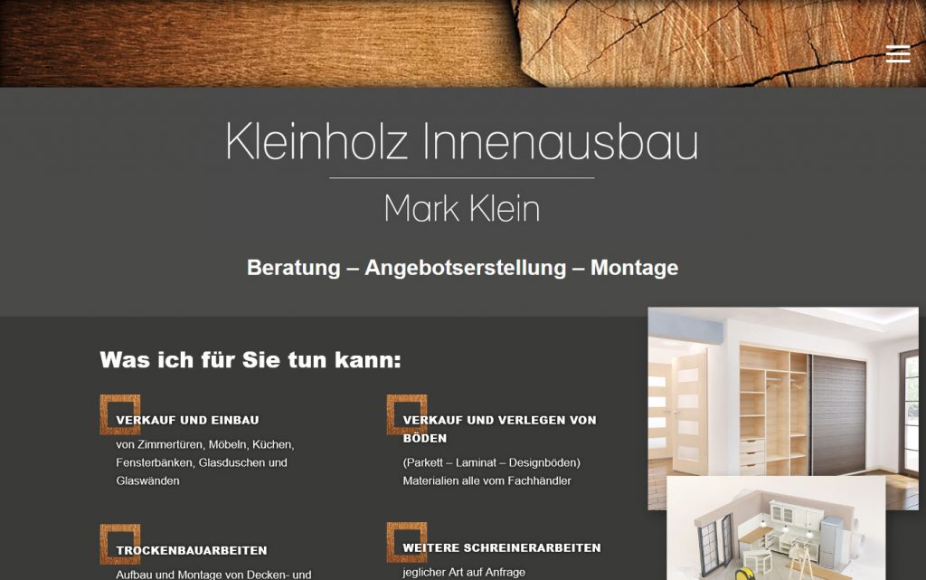 Kleinholz Innenausbau - Schreinermeister Mark Klein - Webdesign von Sven Arce de la Cruz - SA Designs in 54523 Hetzerath