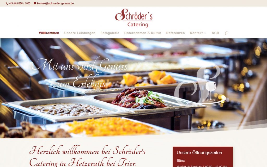Schröders Catering Hetzerath - Webdesign von Sven Arce de la Cruz - SA Designs in 54523 Hetzerath